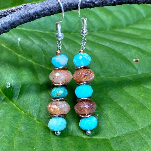 Sunstone Peruvian Amazonite Earrings - Picture 4 of 5